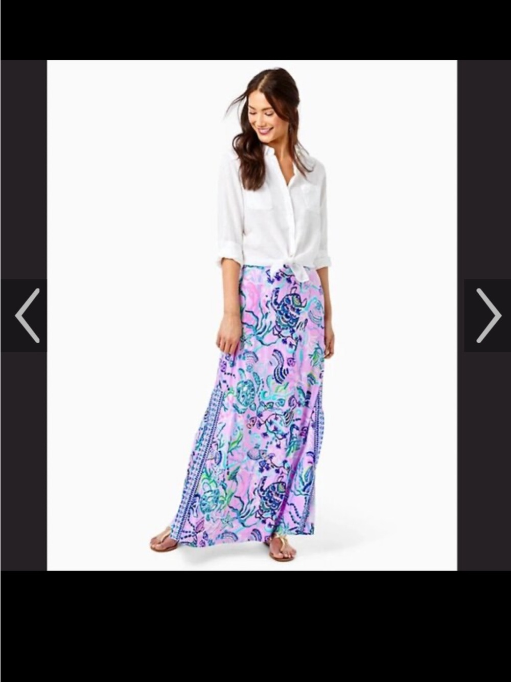 NWT Lilly Pulitzer Lavender Maxi Skirt with Turquoise Floral Print